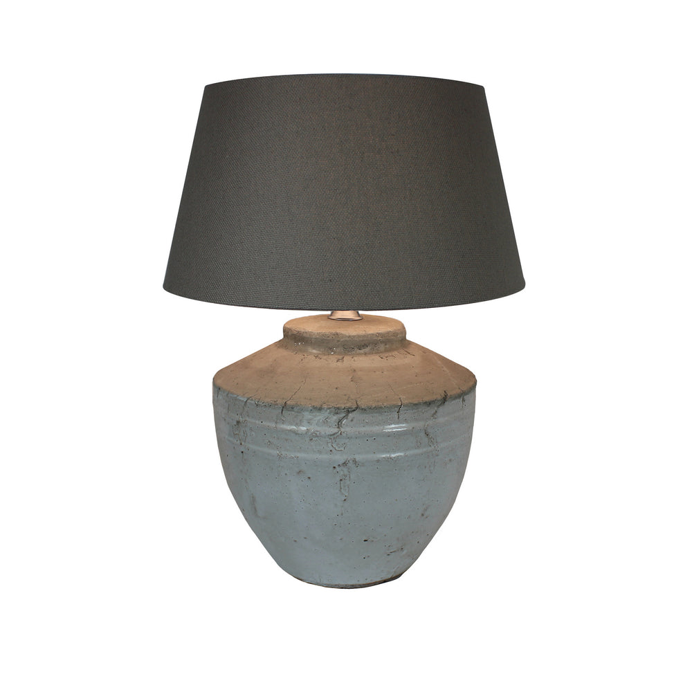 Urban Designs 22-Inch Antique Round White Gray Wash Ceramic Table Lamp