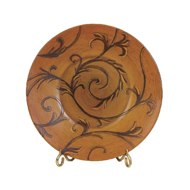 Vine Leaf Pattern 16" Decorative Plate with Display Stand