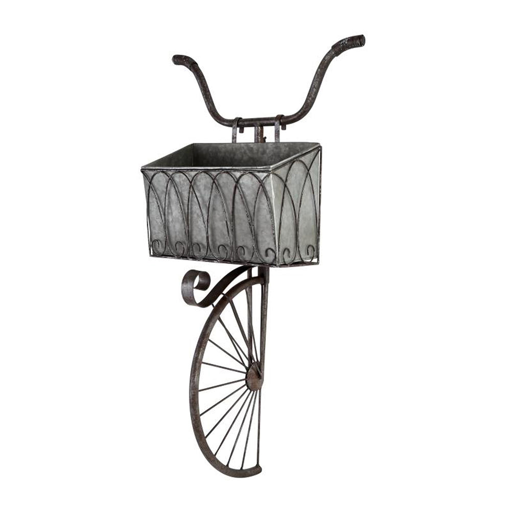 Urban Designs Farmhouse Vintage Style Wall Metal Bicycle Pot Planter