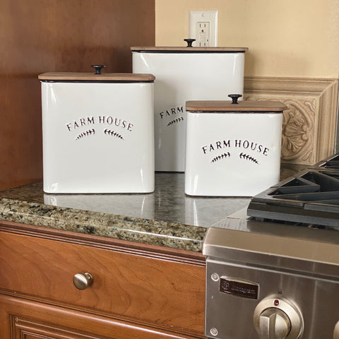 Urban Designs Vintage Inspiration 3-Piece Decorative Metal Canister Set