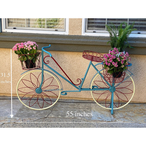 Urban Designs Farmhouse Vintage Style All-Weather Metal Bicycle Pot Planter