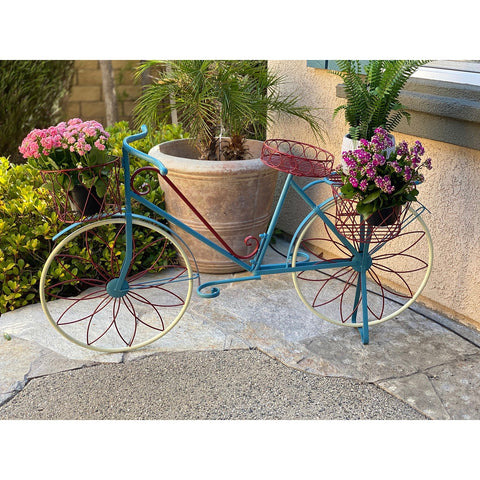 Urban Designs Farmhouse Vintage Style All-Weather Metal Bicycle Pot Planter