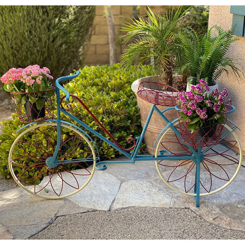 Urban Designs Farmhouse Vintage Style All-Weather Metal Bicycle Pot Planter