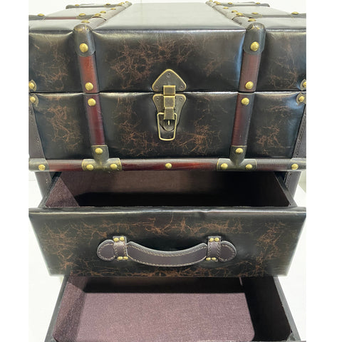 Urban Designs Wood and Faux Leather Side Trunk Chest