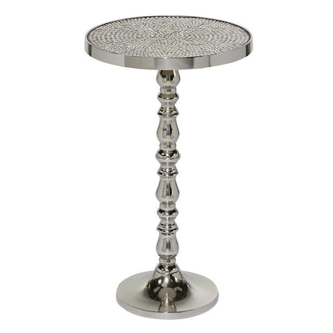 Urban Designs Clayton Hand-finished Silver Mosaic Round Aluminum Accent Table