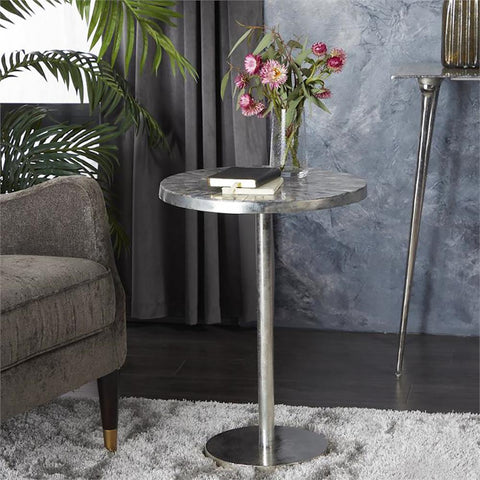 Urban Designs Bria Silver Round Aluminum Accent End Table