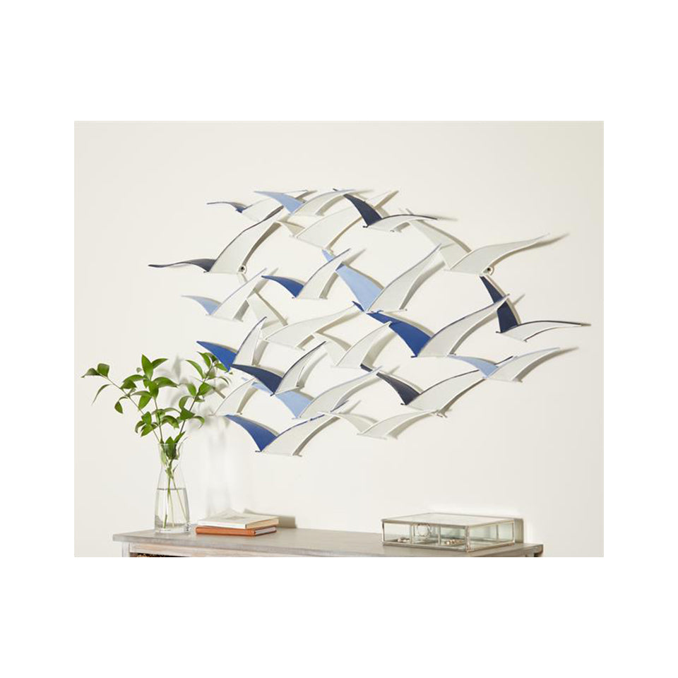 Urban Designs Handcrafted Flock of Birds Metal Wall Art - Blue