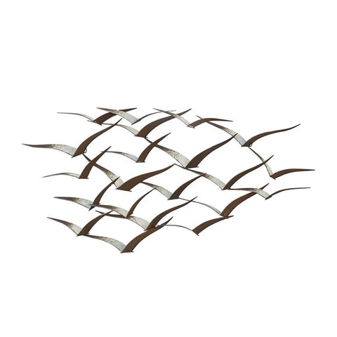 Urban Designs Handcrafted Flock of Birds Metal Wall Art - White Brown
