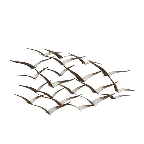 Urban Designs Handcrafted Flock of Birds Metal Wall Art - White Brown