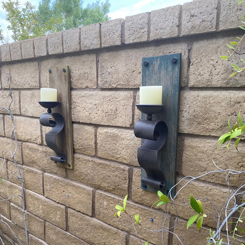 Urban Designs Farmhouse Rustic Wood Candle Wall Sconce - Set of 2