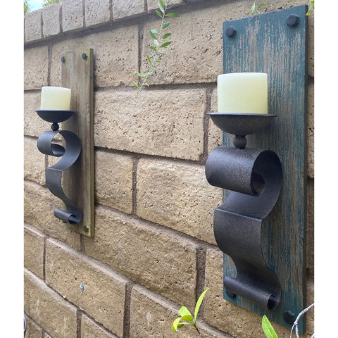 Urban Designs Farmhouse Rustic Wood Candle Wall Sconce - Set of 2