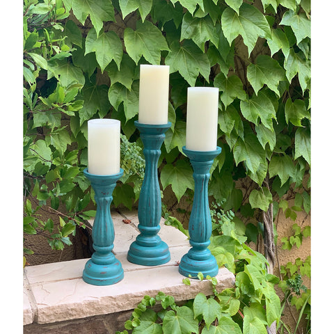 Urban Designs Vintage Wood Pillar Candle Holder - Set of 3