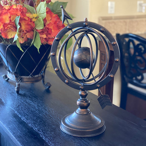 Urban Designs Reflections 17" Armillary Globe Sphere Metal Sculpture