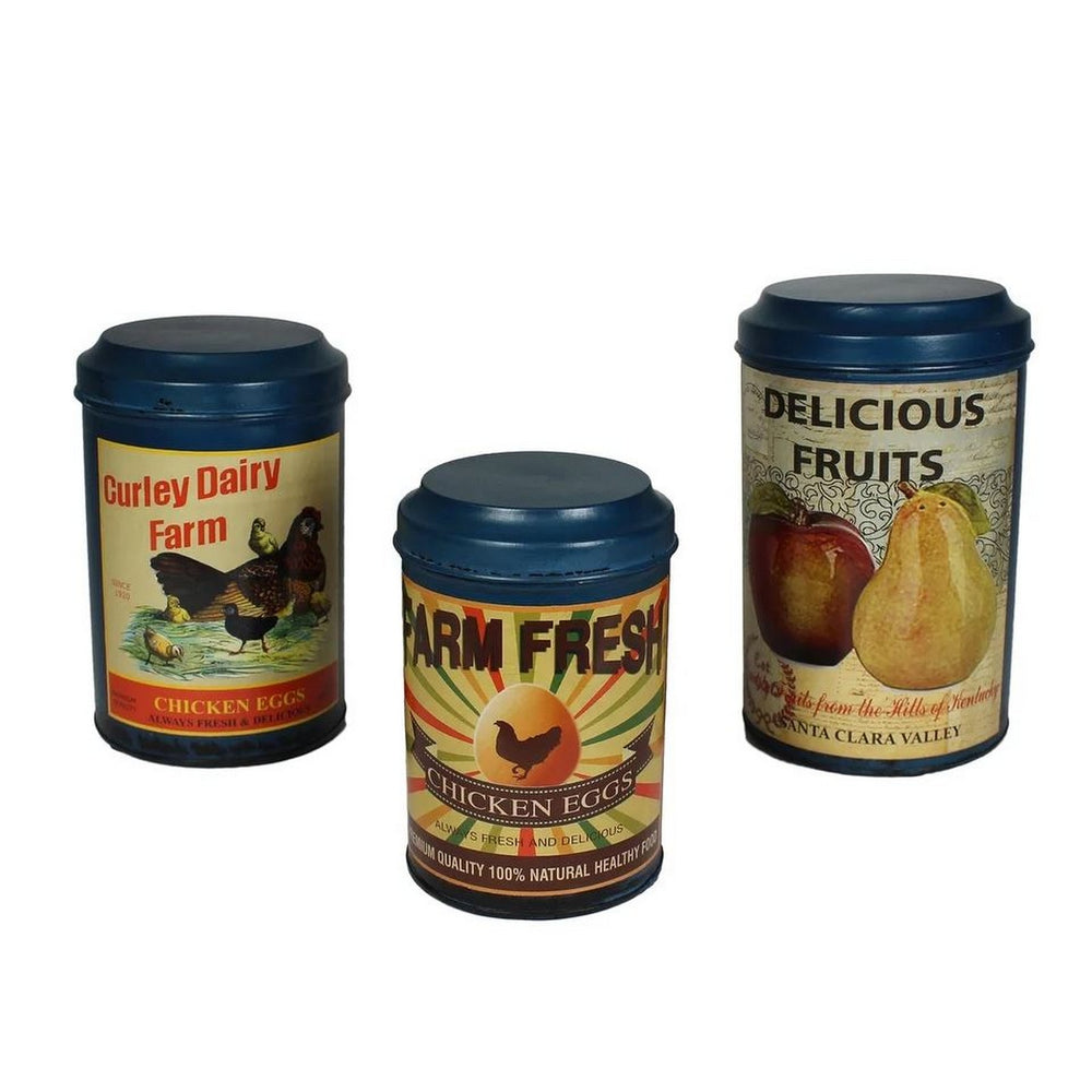 Urban Designs Farmhouse Vintage Style Decorative 3-Piece Canister Set