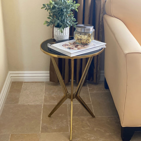 Urban Designs Dartford Round Gold Leaf Accent End Table
