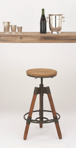 Urban Designs Adjustable Height Sturdy Wood Metal Bar Stool
