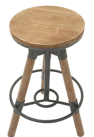Urban Designs Adjustable Height Sturdy Wood Metal Bar Stool