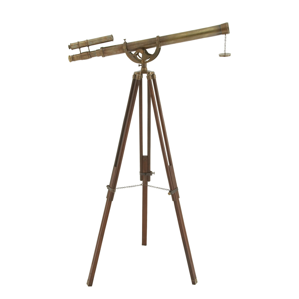 Urban Designs Tarnished Brass Handcrafted 63-Inch Decorative Telescope