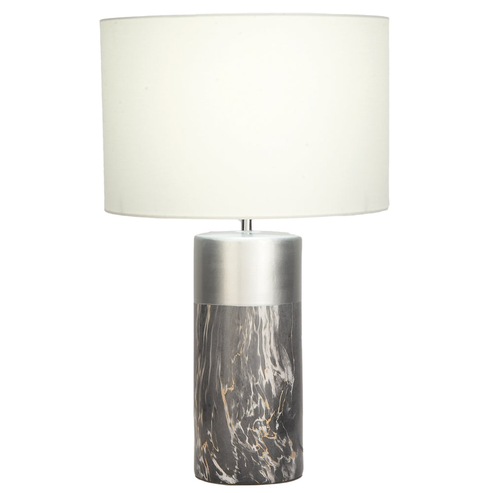 Urban Designs Grey and Silver Column 24-Inch Ceramic Table Lamp