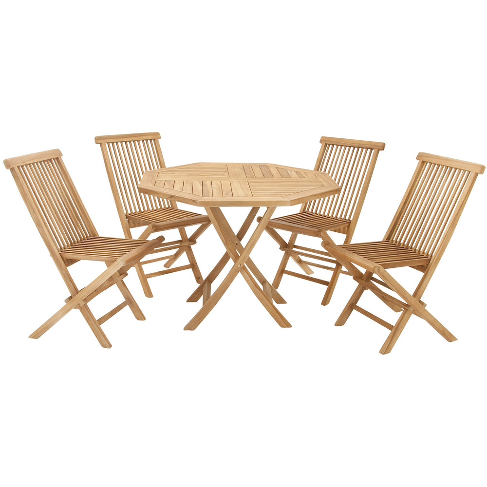 Urban Designs Teak Wood Folding Chair 5-Piece Round Patio Dining Set