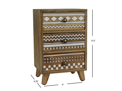 Urban Designs Basic Art 3-Drawer Wood Jewelry Box