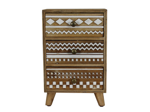 Urban Designs Basic Art 3-Drawer Wood Jewelry Box