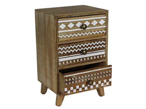 Urban Designs Basic Art 3-Drawer Wood Jewelry Box
