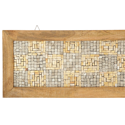 Urban Designs Glass vs Stone Wooden Mosaic Wall Art