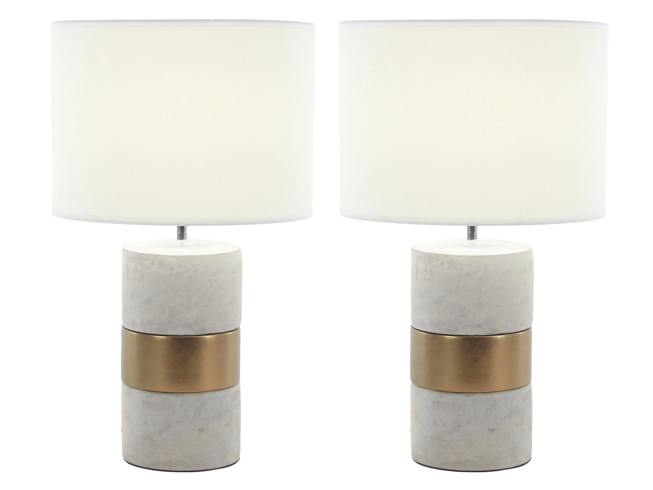 Urban Designs Elegant Ceramic Concrete Gold Metal 24-inch Table Lamp (Set of 2)