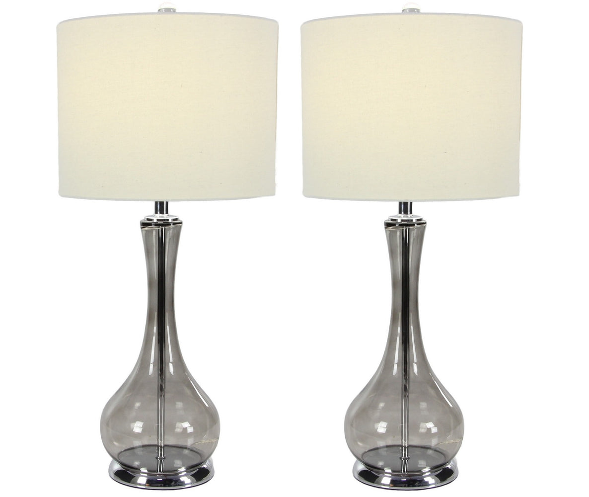 Urban Designs Pear Shaped Glass Table Lamp (Set of 2)