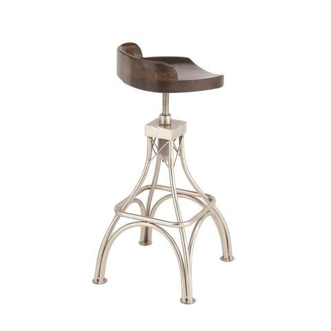 Urban Designs Adjustable Height 2-Piece Set Wood Metal Bar Stool - Dark Brown