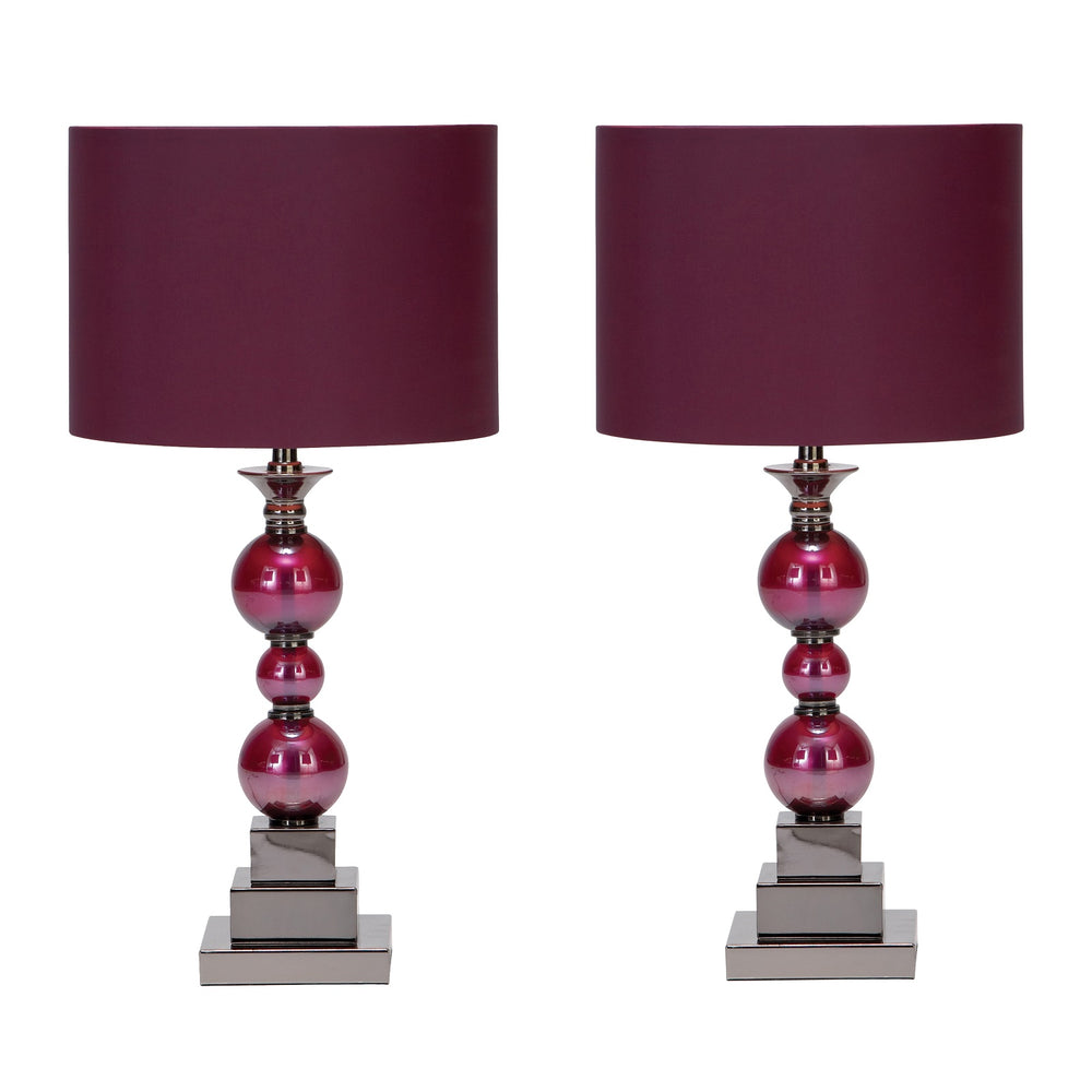 Urban Designs Loft Chic Metal & Glass Table Lamps (Set of 2) Purple Red