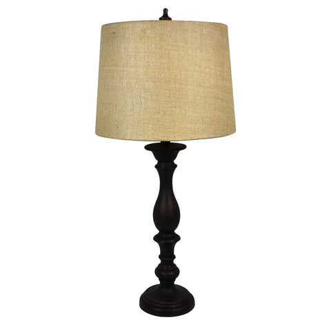 Urban Designs Malibu Vista Candlestick Table Lamp with Burlap Shade - Set of 2