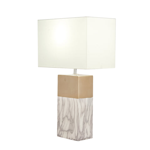 Urban Designs 25-Inch Rectangular Column Ceramic 2-Piece Table Lamp Set - Grey