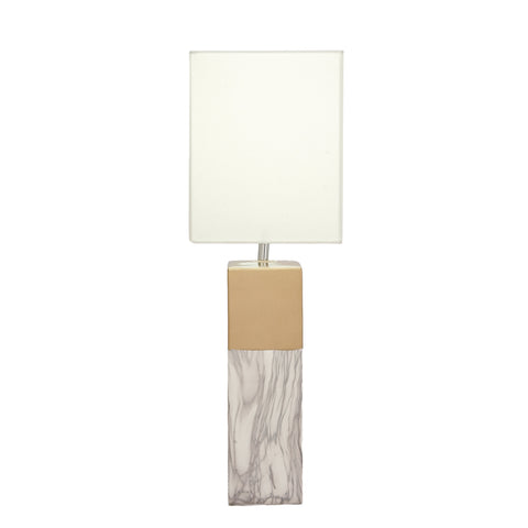 Urban Designs 25-Inch Rectangular Column Ceramic 2-Piece Table Lamp Set - Grey