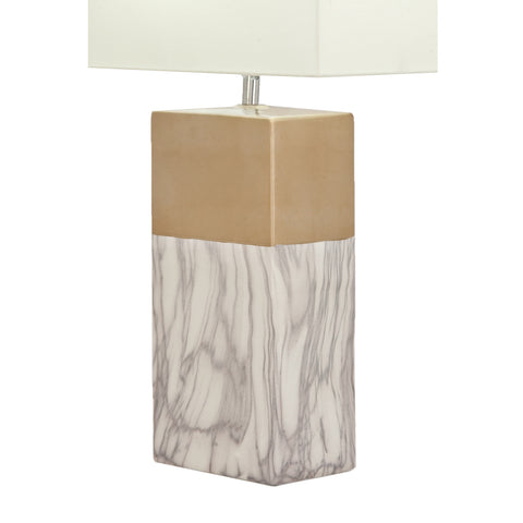 Urban Designs 25-Inch Rectangular Column Ceramic 2-Piece Table Lamp Set - Grey