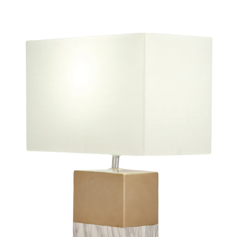 Urban Designs 25-Inch Rectangular Column Ceramic 2-Piece Table Lamp Set - Grey