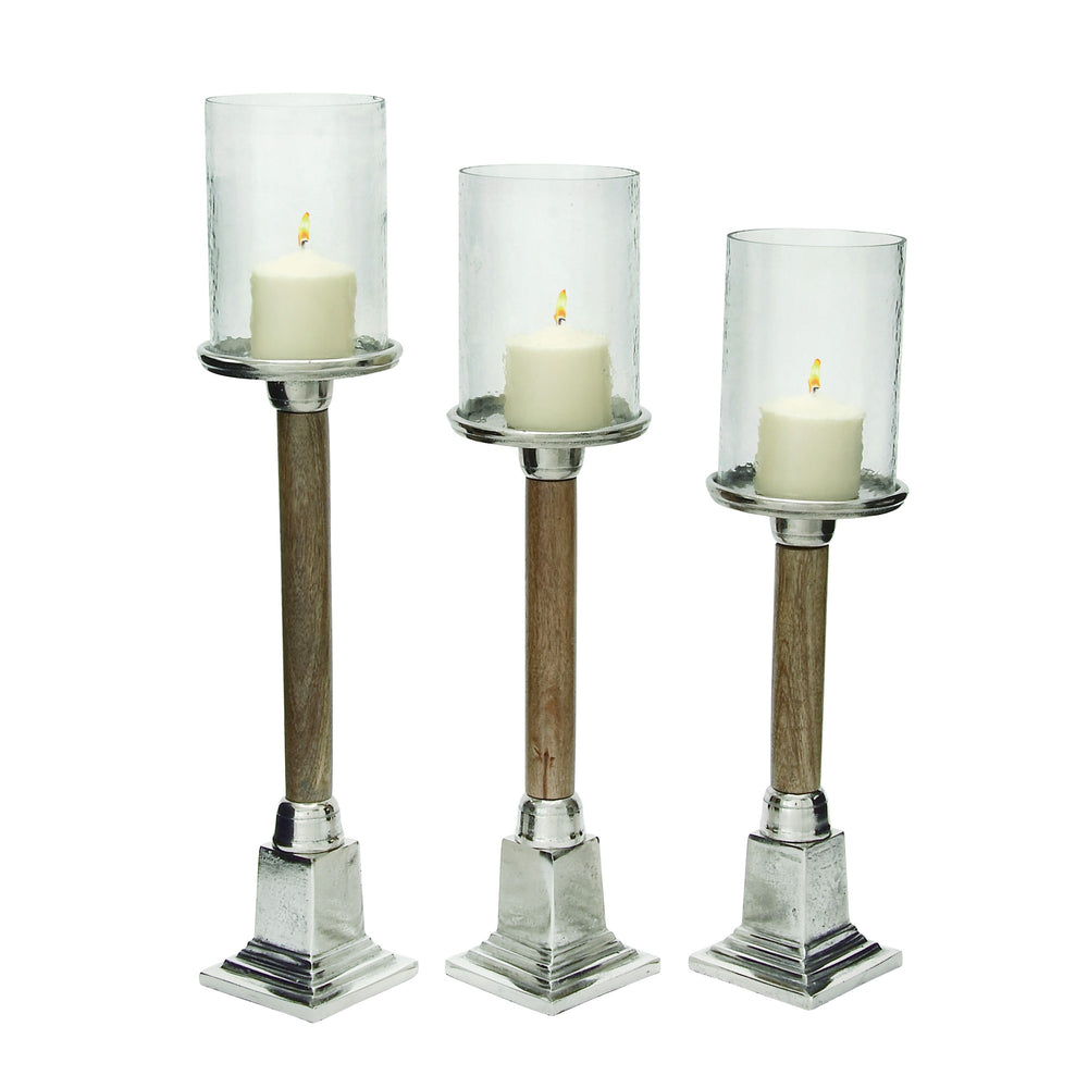 Urban Designs Risto Wood Metal Candle Holder - Set of 3