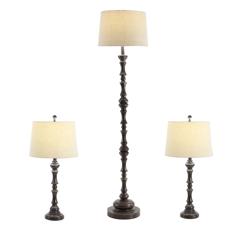 Urban Designs 30-Inch Table Lamps and 61-Inch Floor Lamp - Set of 3