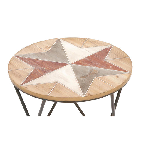 Urban Designs Rustic Round Wood Side Accent Table