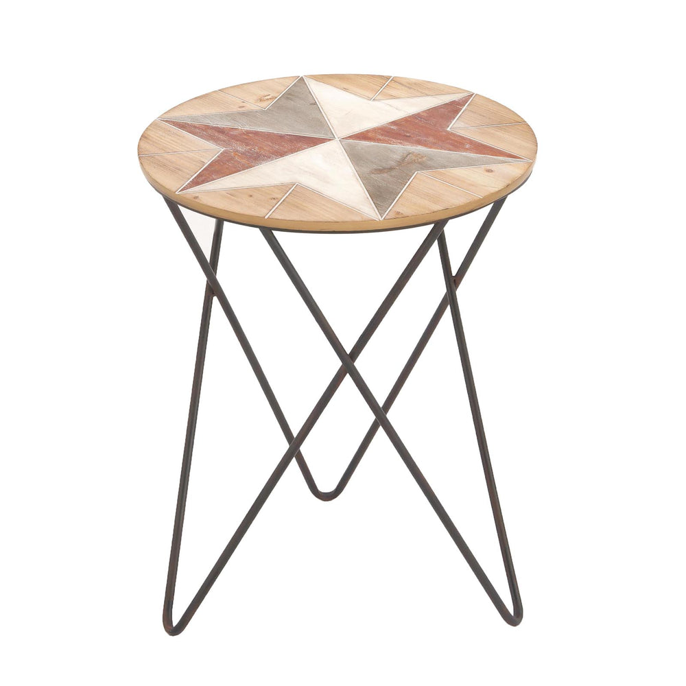 Urban Designs Rustic Round Wood Side Accent Table