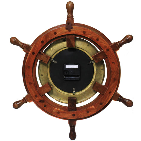 Urban Designs Nautical Ship's Wheel Brass Porthole Wall Clock