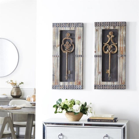Urban Designs Vintage Metal Keys Wall Art Decor - 2 Piece Set