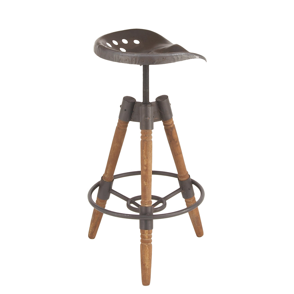 Urban Designs Rustic Sturdy Wood Metal Bar Stool