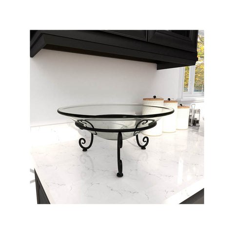 Urban Designs Decorative Iron Scroll Stand with Round Glass Bowl
