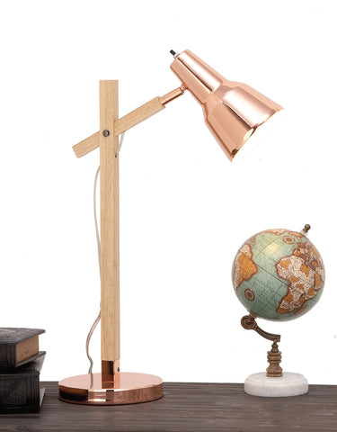 Urban Designs Cadiz Copper Wood Executive Task Table Lamp