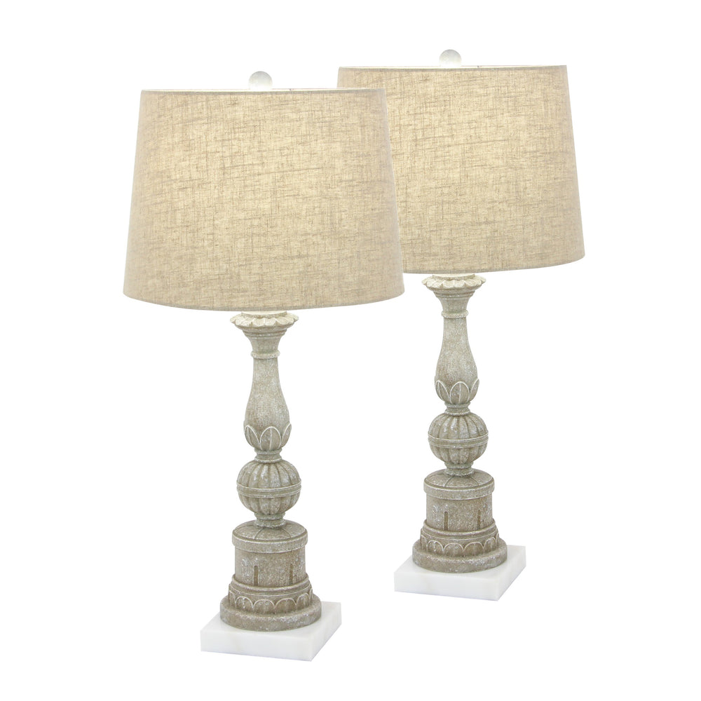 Urban Designs Polystone Marble 30-Inch Table Lamp (Set of 2)
