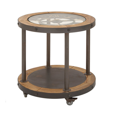 Urban Designs Clock Top Industrial Round Accent Table