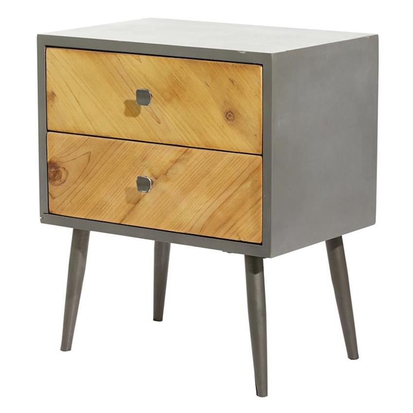 Urban Designs Cresta Rustic Cypress Wood Two Tone 2-Drawer Nightstand