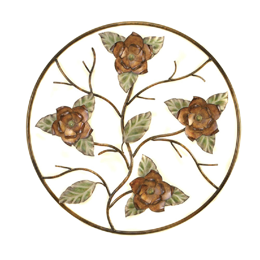 Handcrafted Decorative Flower Bloom Round Metal Wall Art